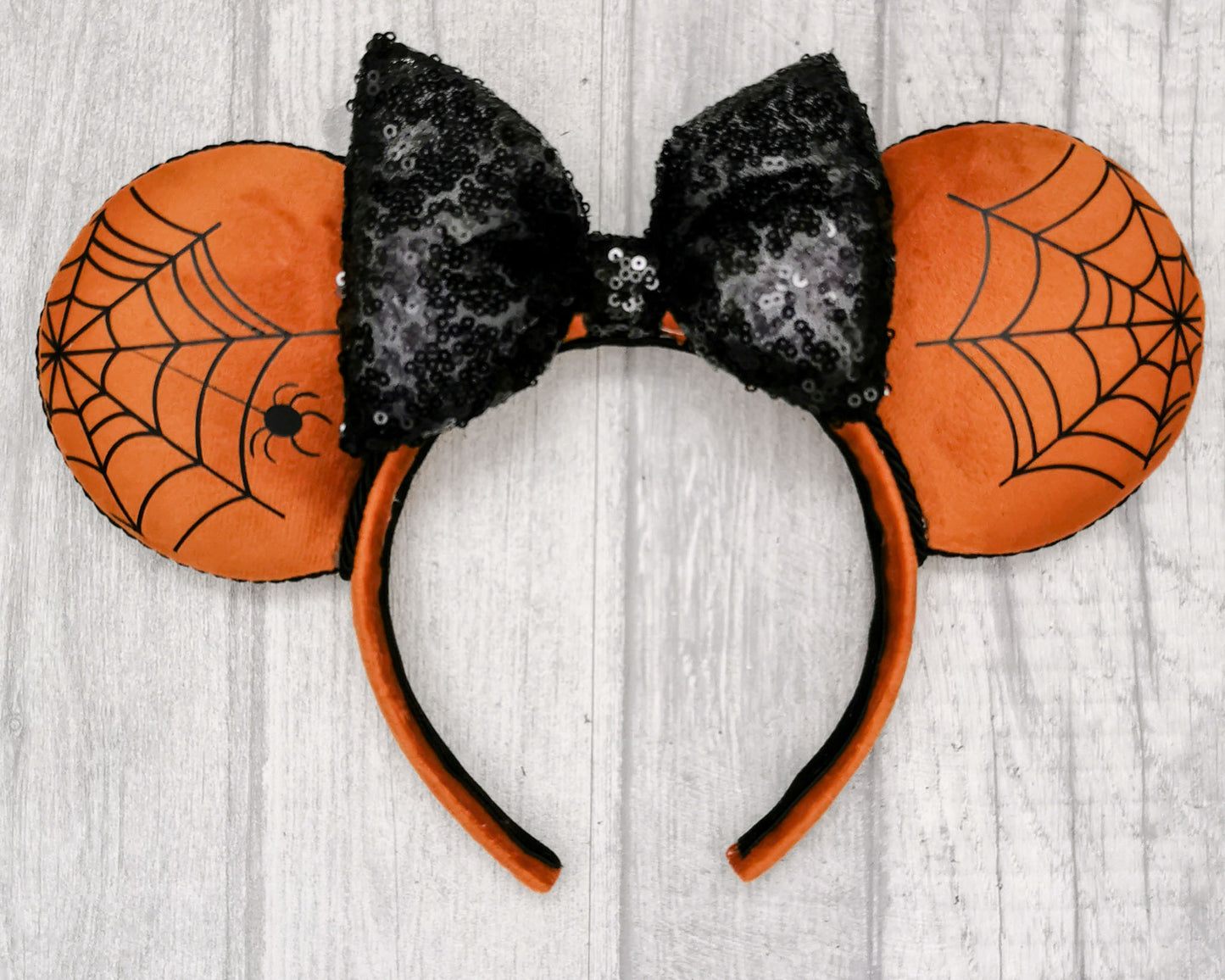 Halloween Web Orange Velvet Minnie Mouse Ears