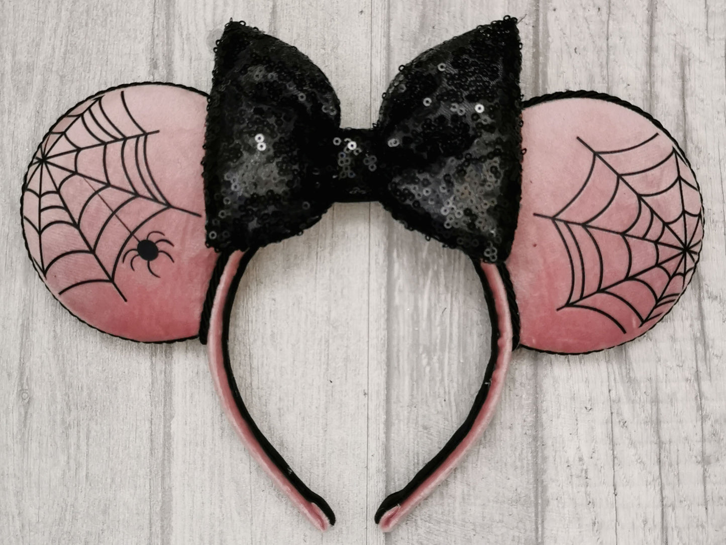 Halloween Web Pink Velvet Minnie Mouse Ears