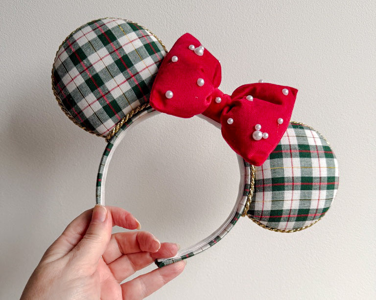 Plaid and Pearl Mouse Ears