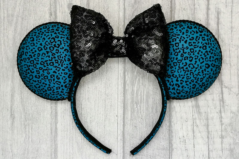 Teal Leopard Print Mouse Ears