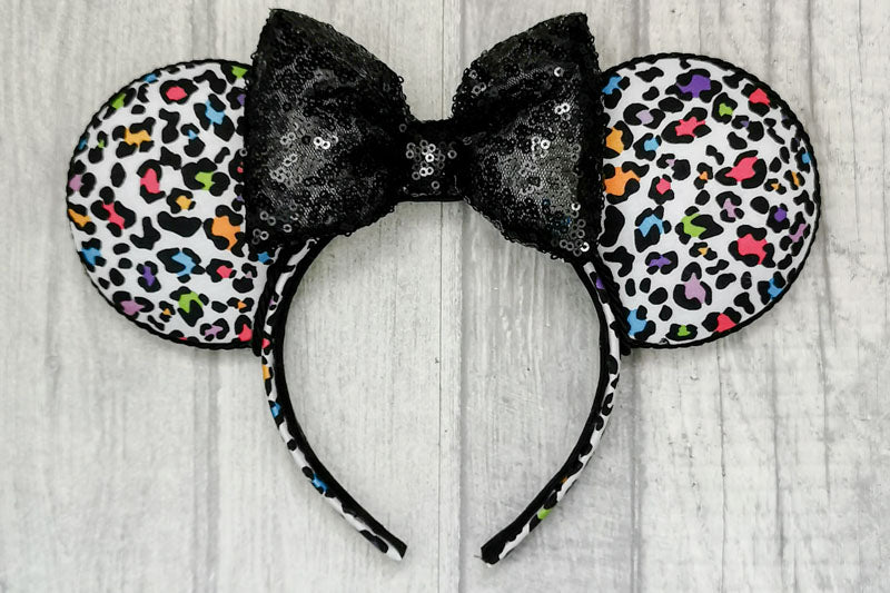Multi Coloured Leopard Print Mouse Ears