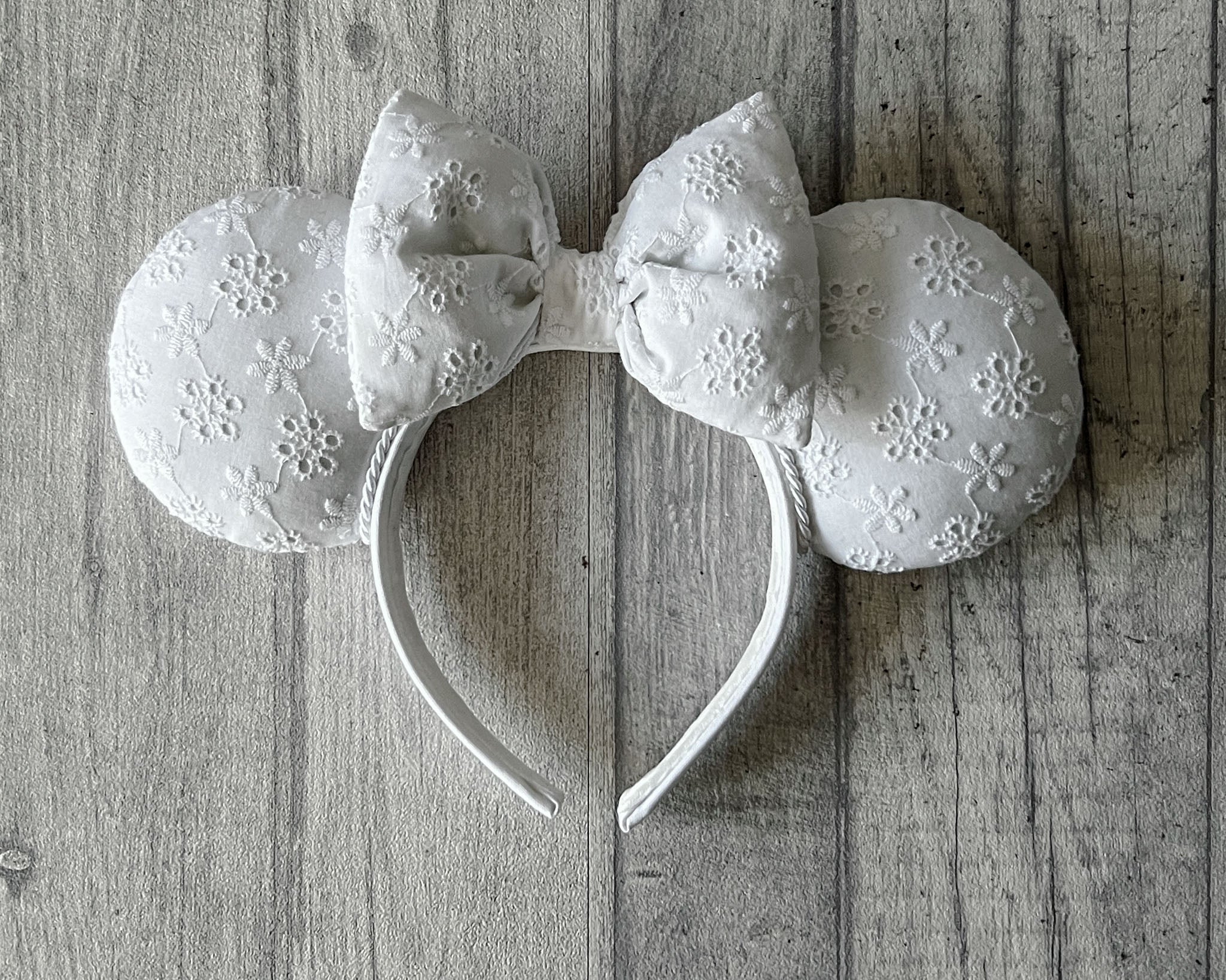 White Broderie Mouse Ears