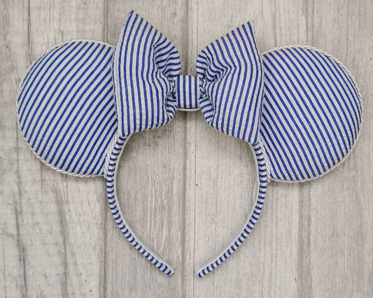 Blue & White Striped Minnie Mouse Ears