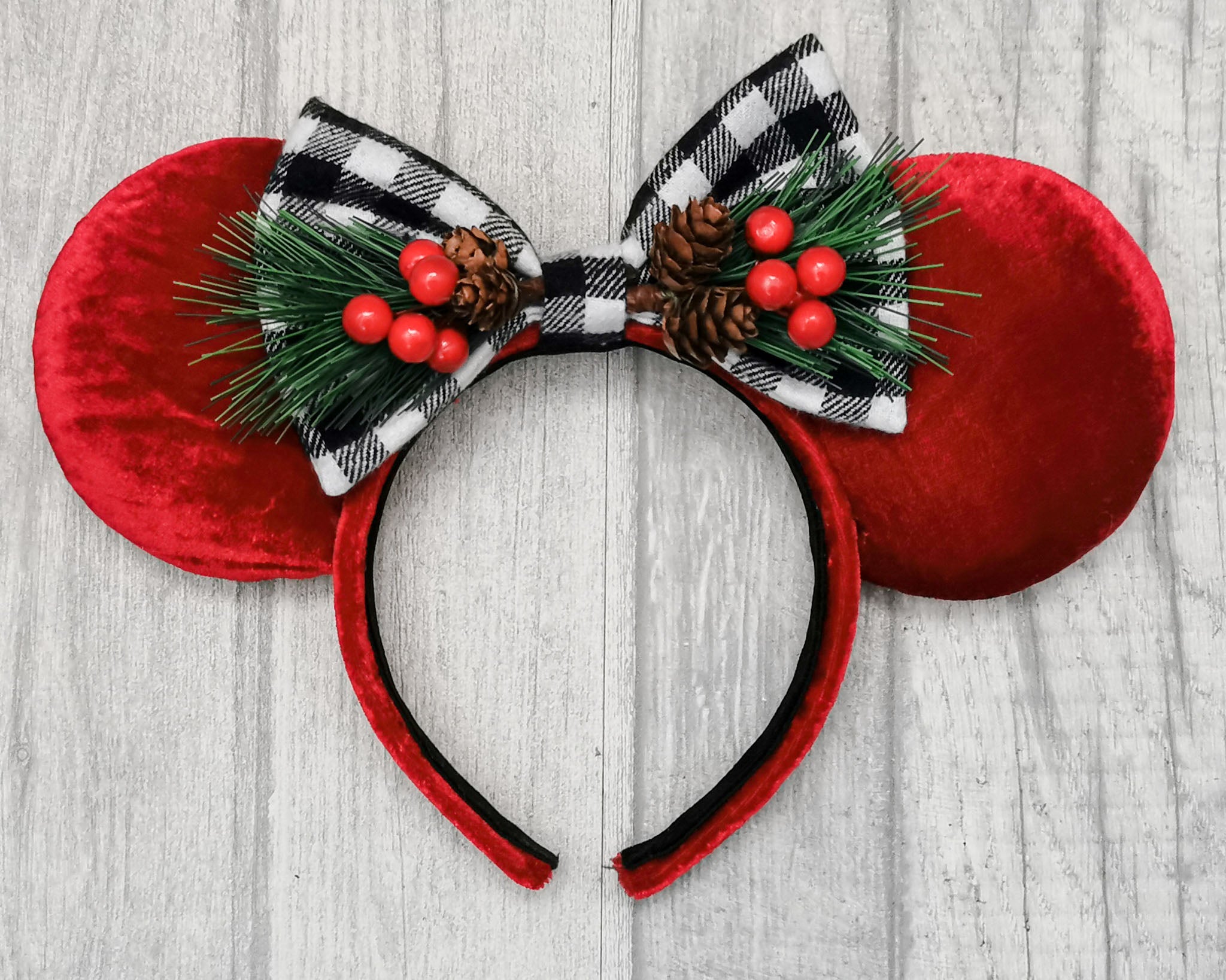 Red Christmas Twig Minnie Mouse Ears