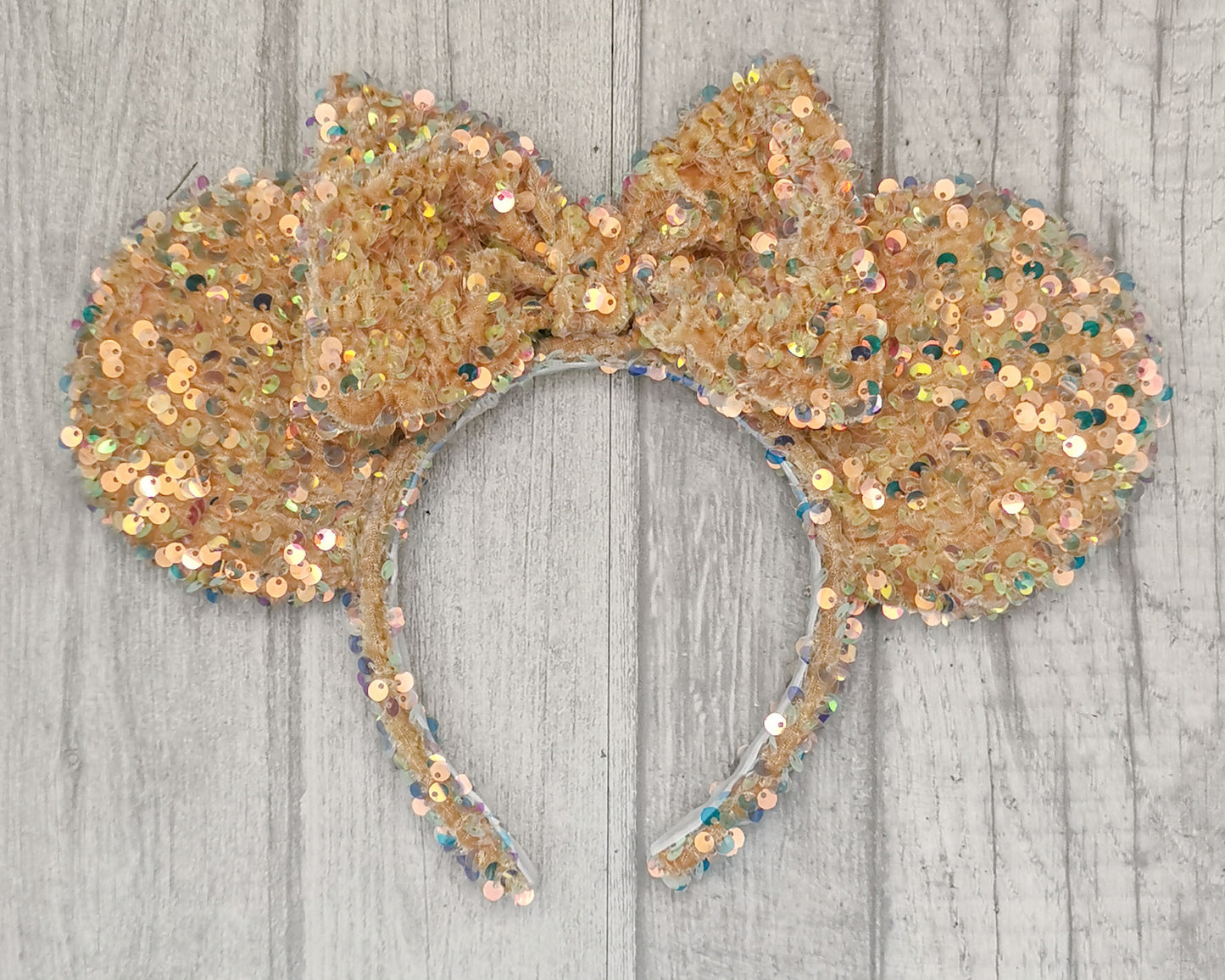 Butterscotch Sequin Velvet Minnie Mouse Ears Sparkly