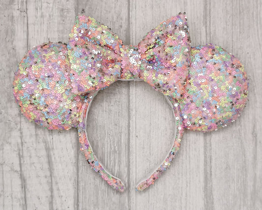 Pastel Sequin Minnie Mouse Ears Multi coloured colourful