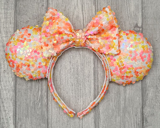 Tutti Frutti Confetti Sequin Minnie Mouse Ears Pink Orange White Yellow