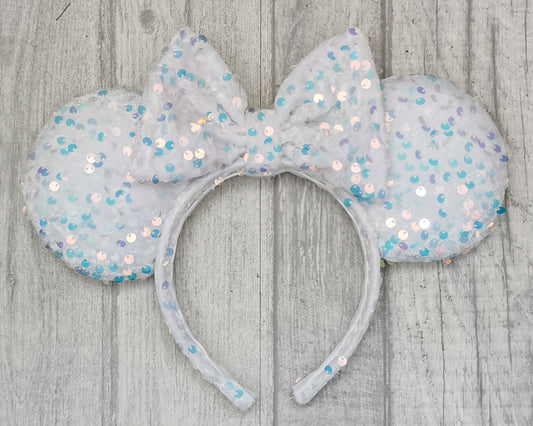 Confetti White Sequin Minnie Mouse Ears
