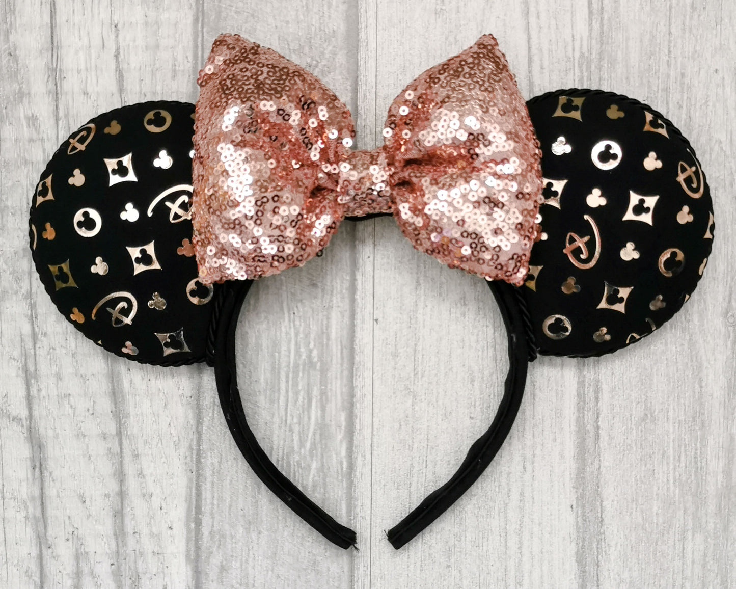Black and Rose Gold Designer Minnie Mouse Ears