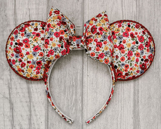 Ditsy Floral Minnie Mouse Ears Small Flowers Multi Coloured