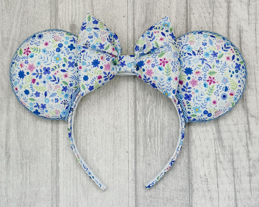 Folklore Floral Minnie Mouse Ears Flowers Blue Epcot