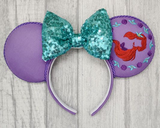 Flower Mermaid Ariel Inspired Minnie Mouse Ears