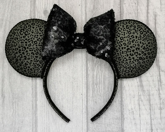 Khaki Animal Print Minnie Mouse Ears Leopard Print Green