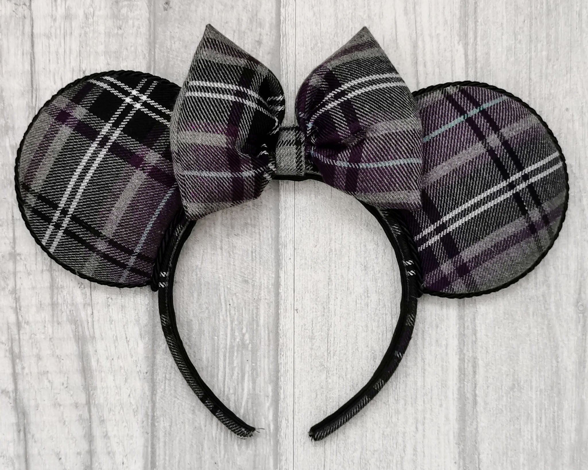 Purple Plaid Tartan Minnie Mouse Ears Fall