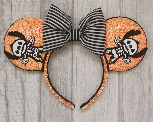 Skeleton Stitch Halloween Minnie Mouse Ears