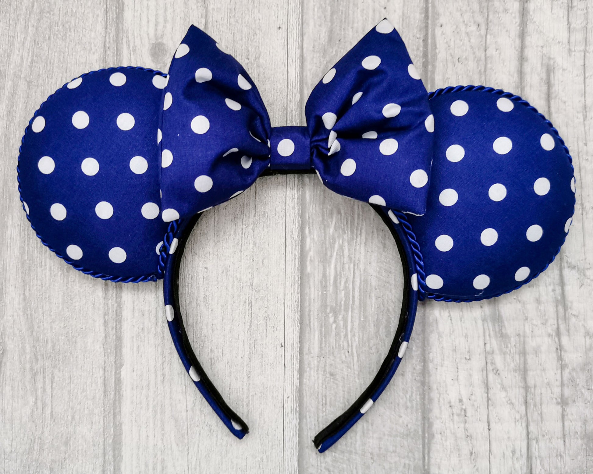 Blue and White Spotty Minnie Mouse Ears