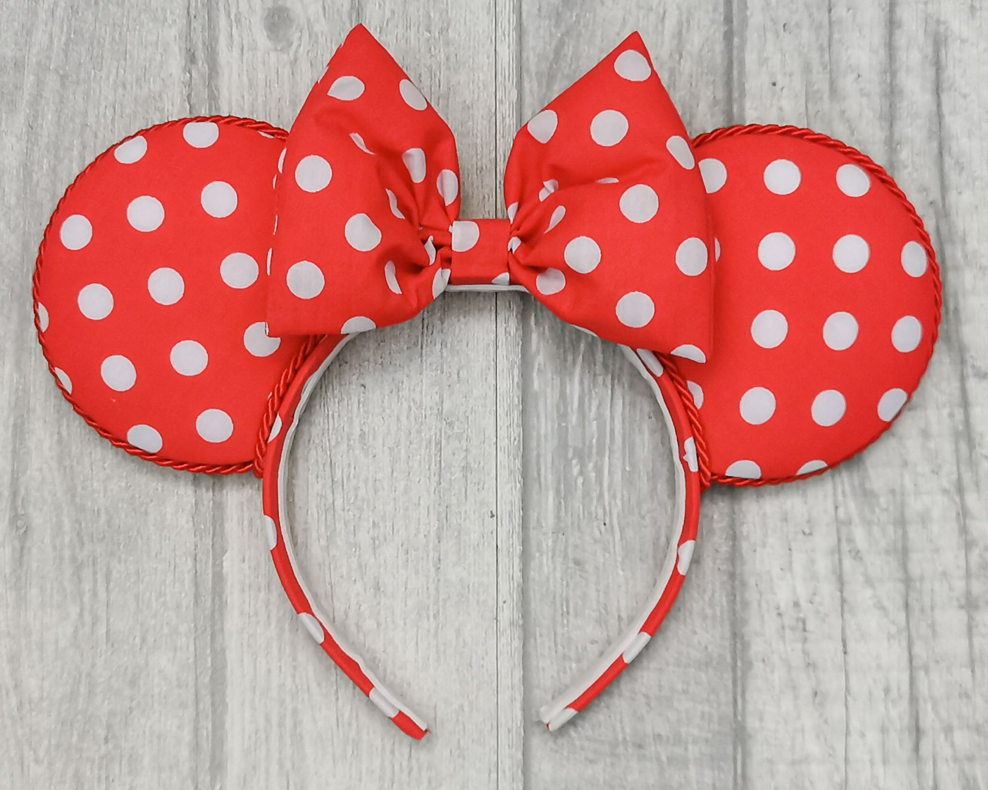 Red and white spotty Minnie Mouse Ears