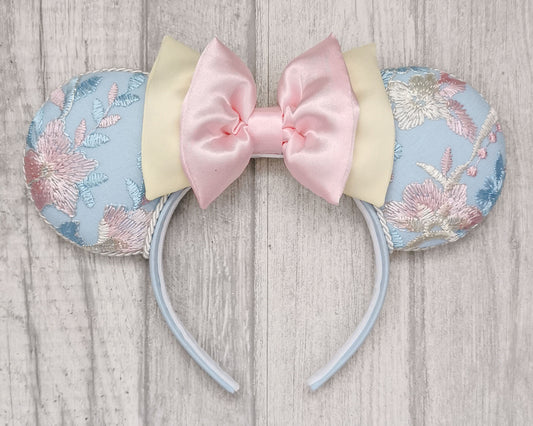 Stroke of Midnight Cinderella Inspired Minnie Mouse Ears Blue Pink Lemon