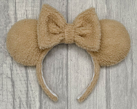 Caramel Teddy Minnie Mouse Ears Sherpa