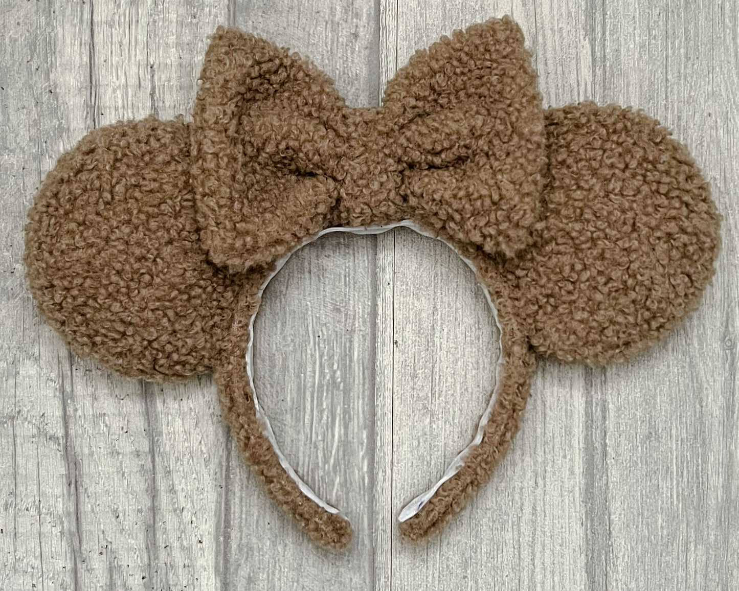 Chocolate Brown Teddy Minnie Mouse Ears Sherpa 