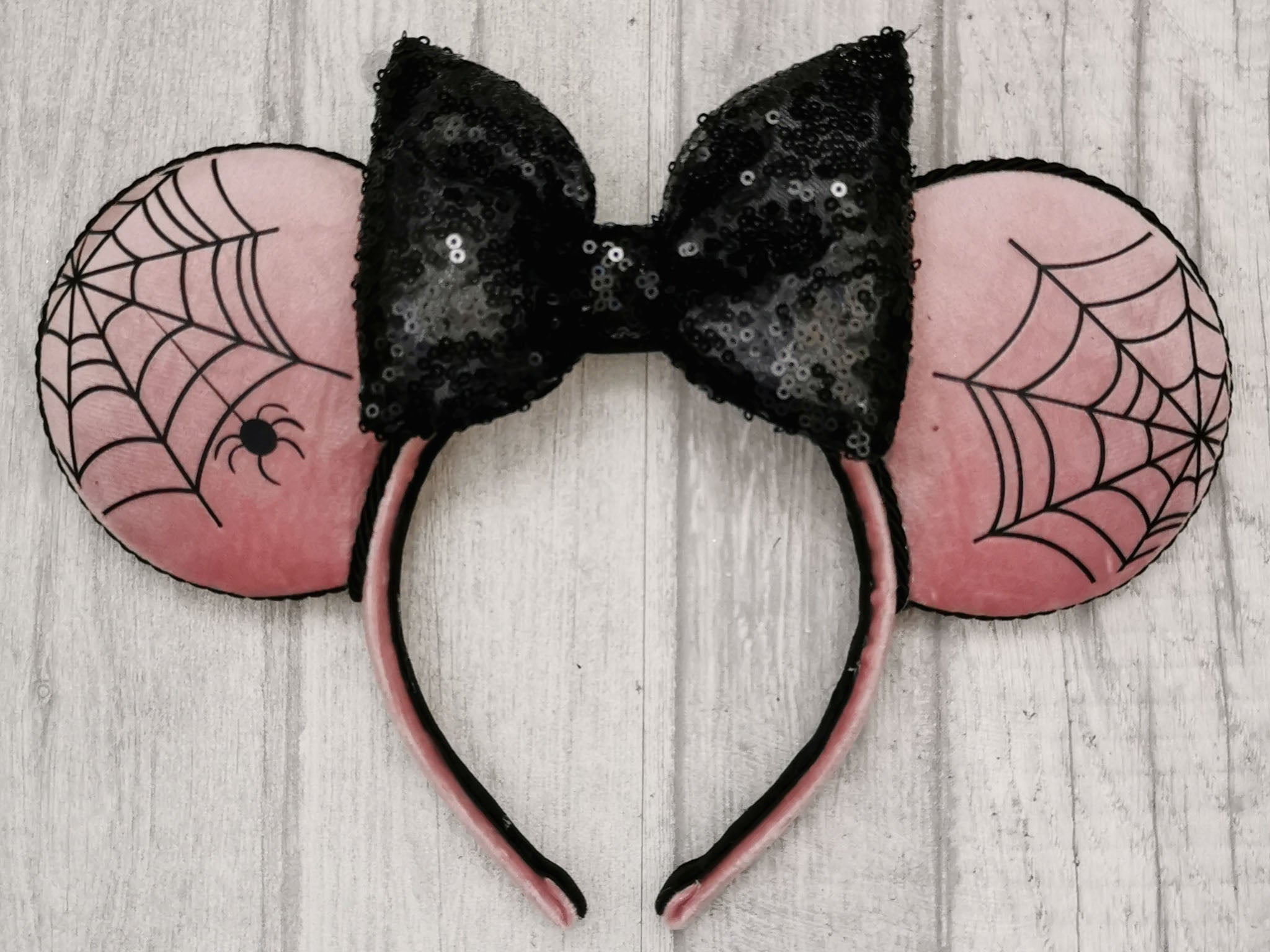 Halloween Web Pink Velvet Minnie Mouse Ears